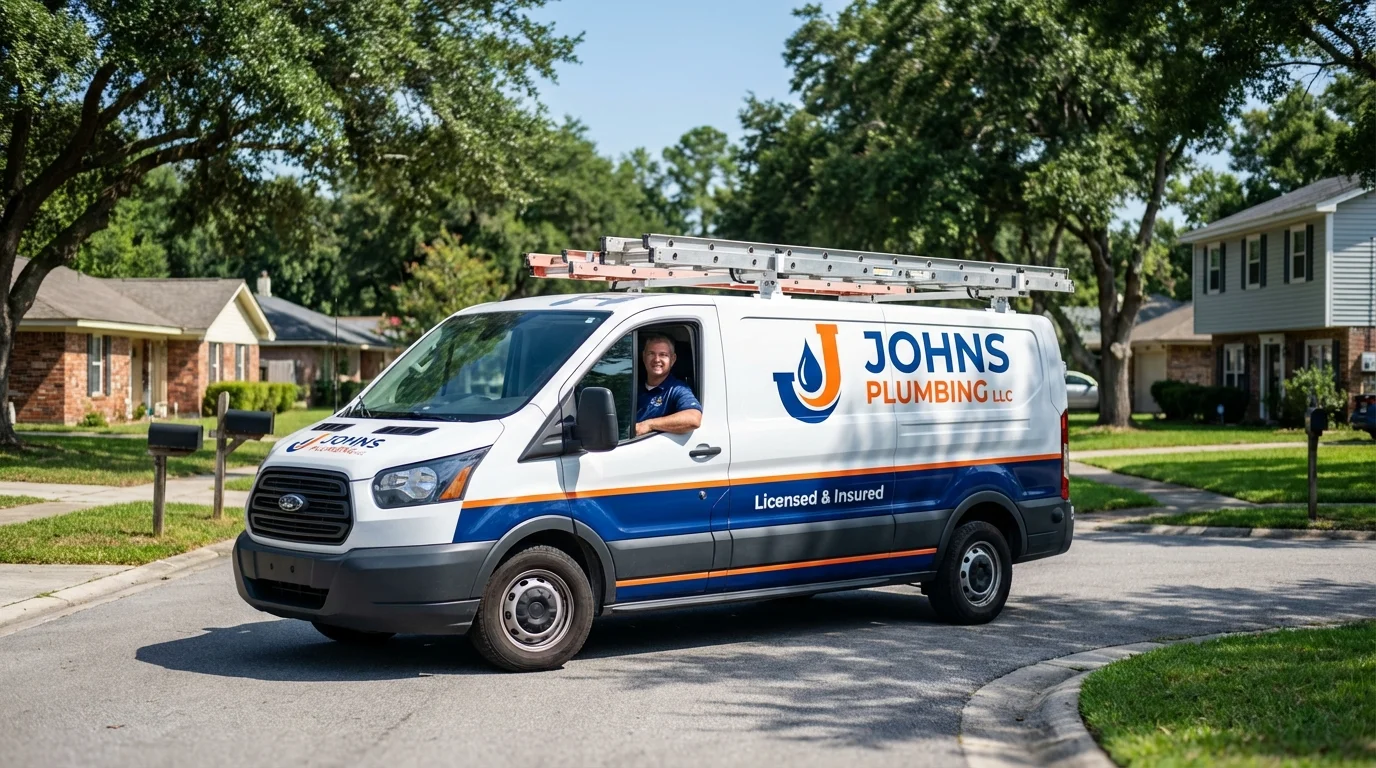 Johns Plumbing LLC service van in Fredonia, KS