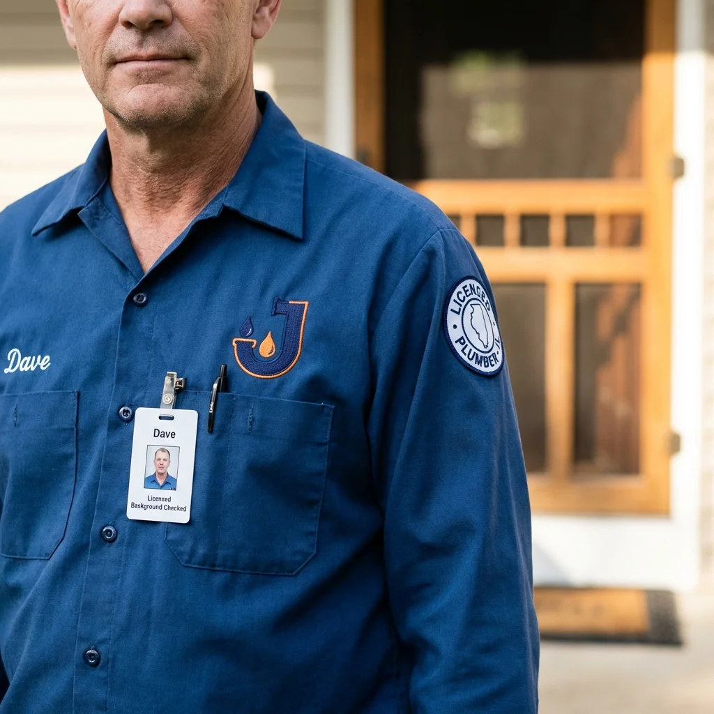 Licensed plumber showing ID badge in Fredonia, KS