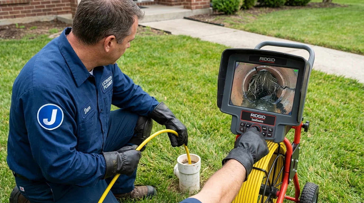 Sewer camera inspection being performed by Johns Plumbing LLC in Fredonia